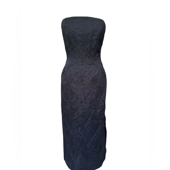 Vintage Christian Lacroix Black Strapless Midi Dress - Picture 1 of 12